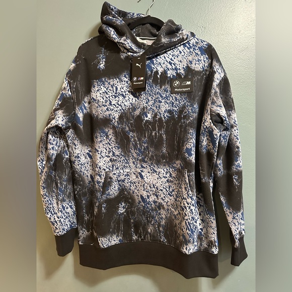 Puma BMW M Motorsport Colour Splash All Over Print Mens M Hoodie Black 630749-01 - Picture 1 of 8